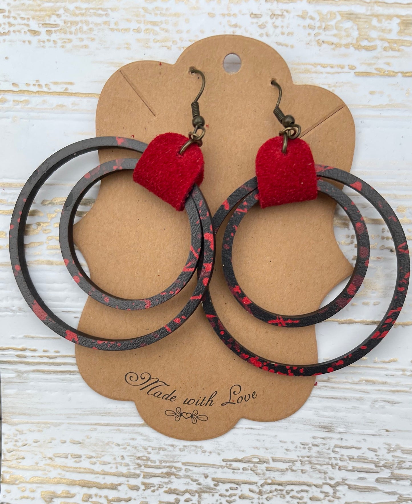 Blood Splatter Black and Red Hoop Earrings