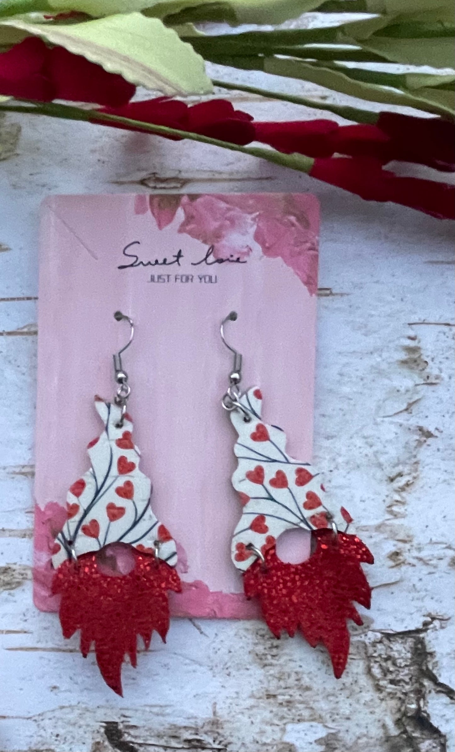 Tangled Heart Valentine Gnome Earrings