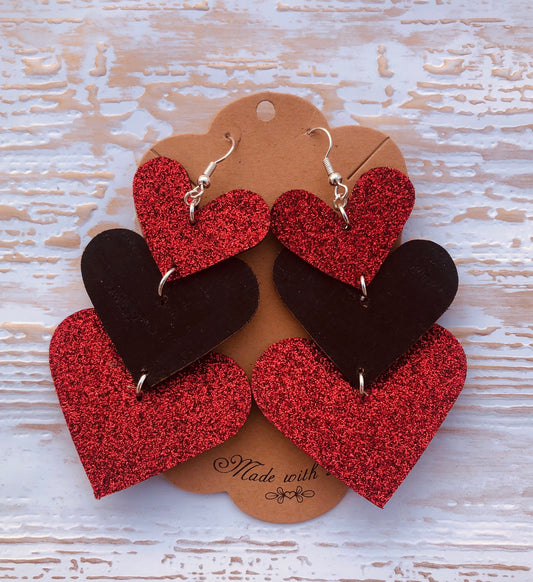 2.5” Genuine Leather Trio of Hearts