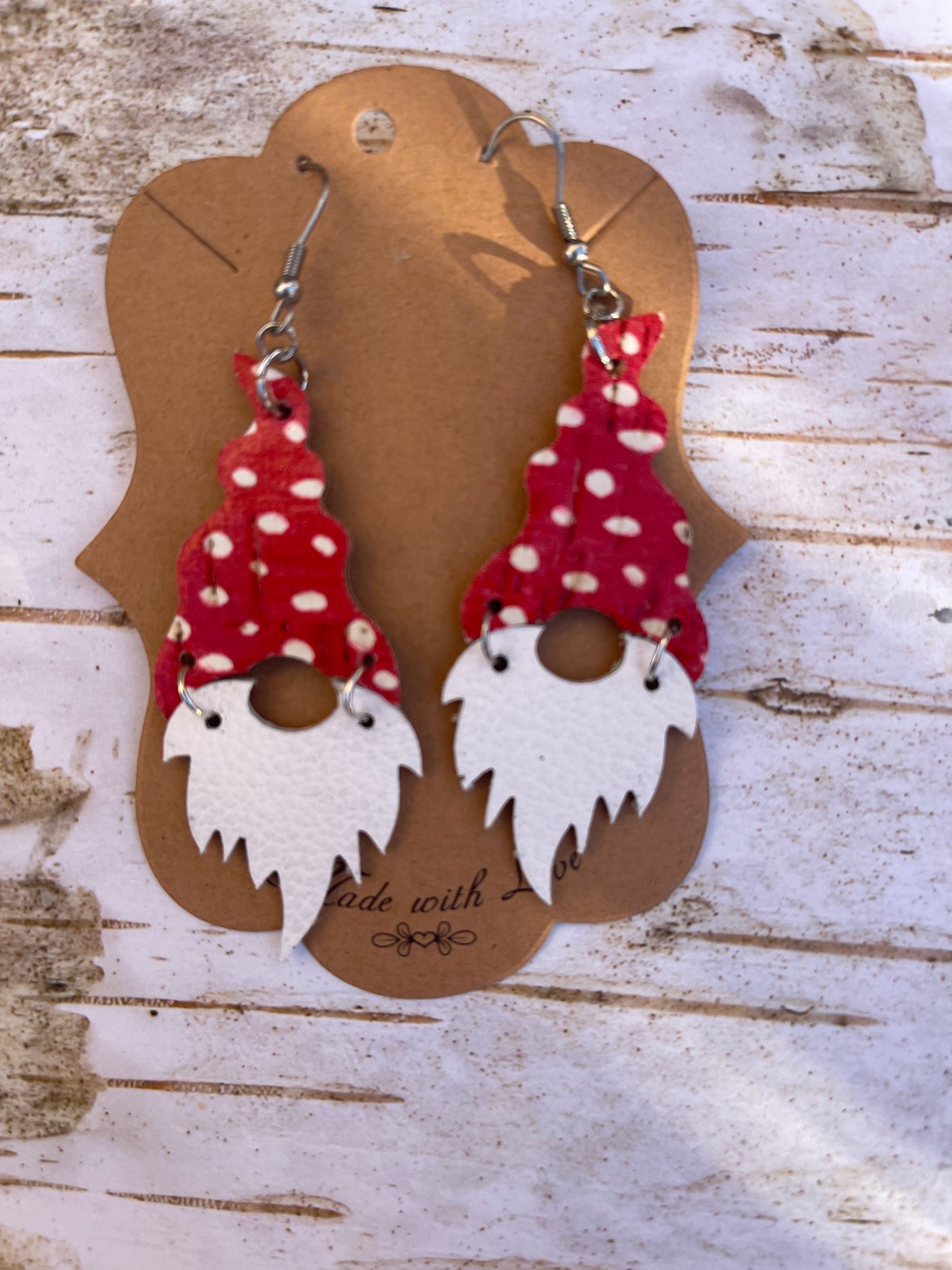 Christmas Dalmatian  Gnome Earrings