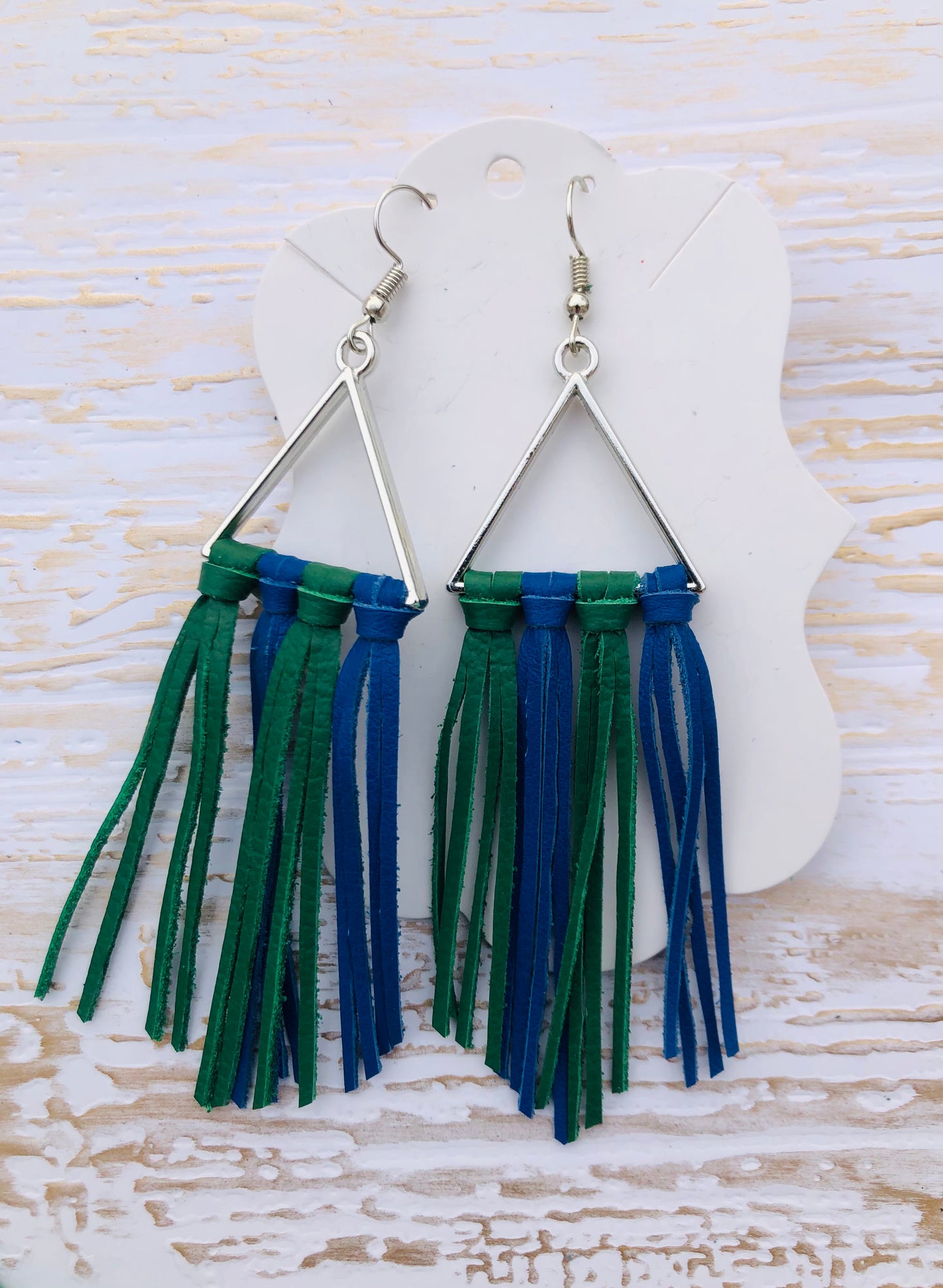 Blue and Green Hand Tied Team Fringe