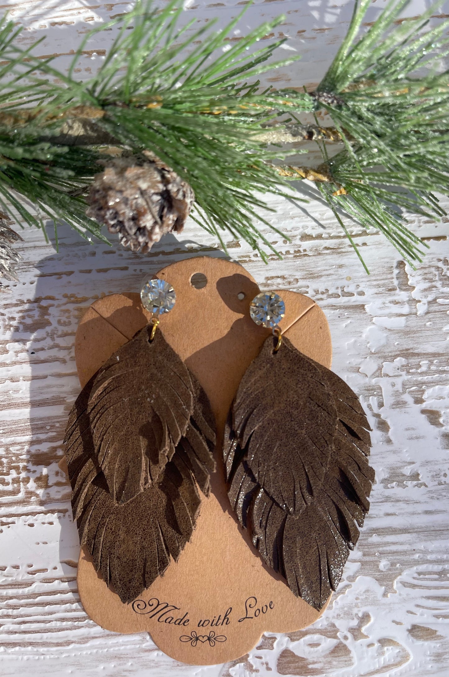 Whisky Boho Feather Fringe Earrings