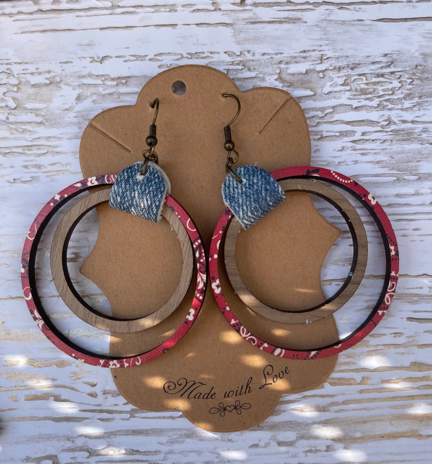 Paisley and Denim  Hoop Earrings