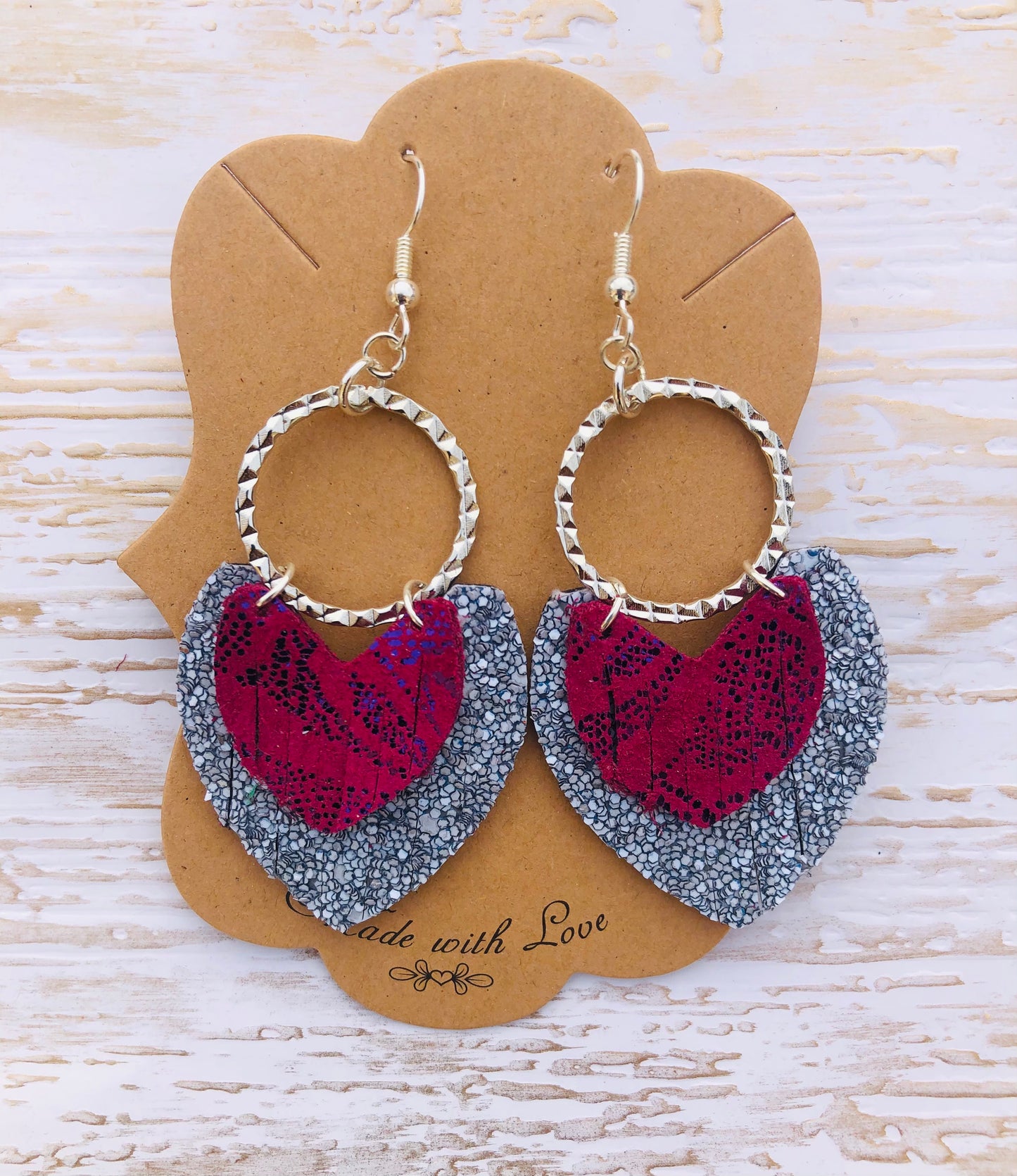 Rock of Love Gray and Magenta Earrings