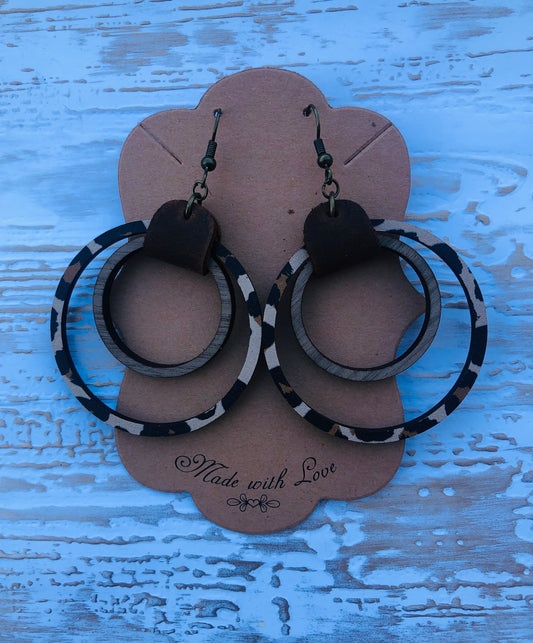 Cheetah and Sapele Hoop Earrings