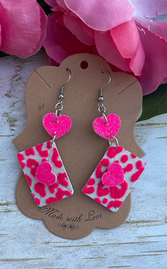 Hot Pink Love Letter Earrings