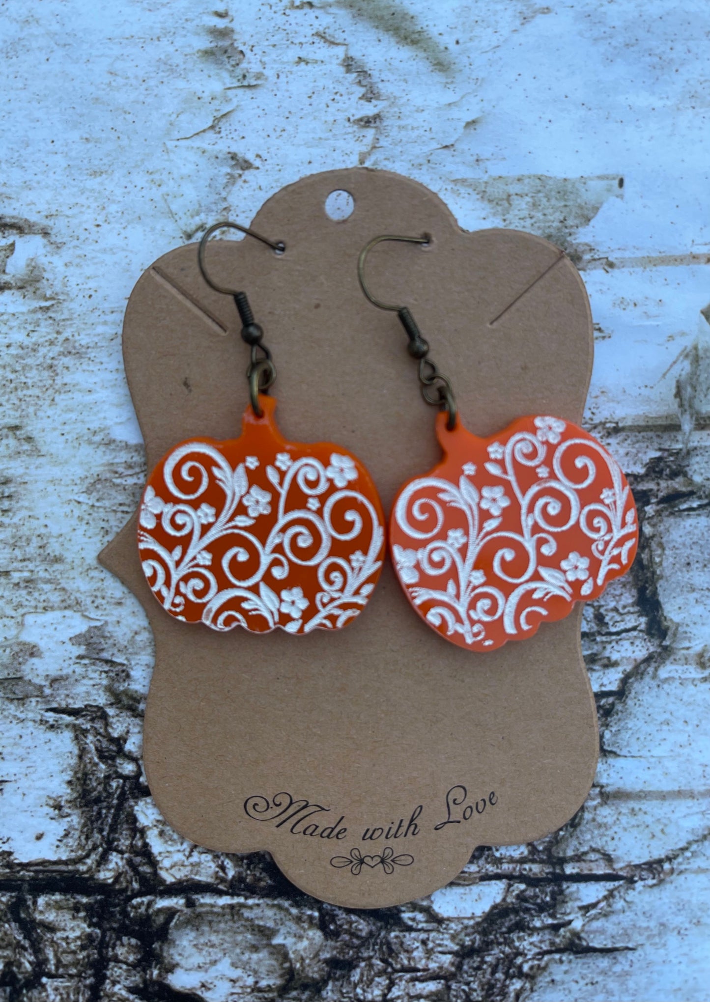 Acrylic Floral Pumpkin Earrings