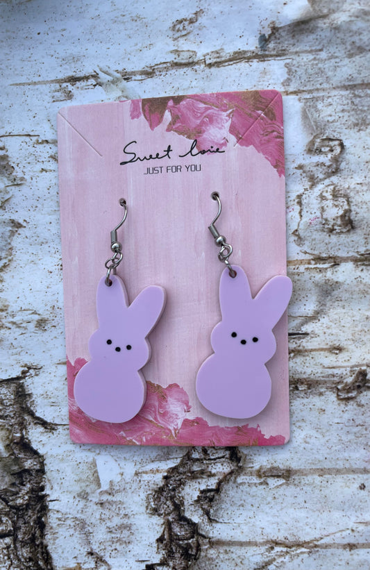 Purple Peep Bunny Earrings