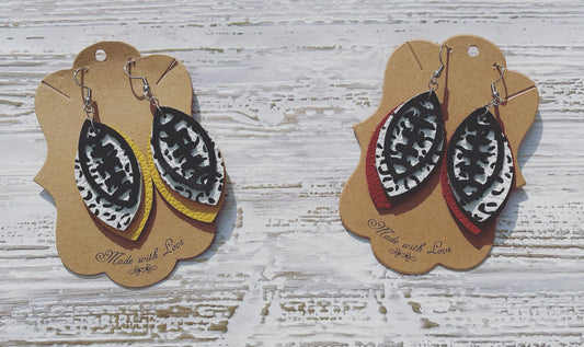 Triple Layer Leopard Football Earrings