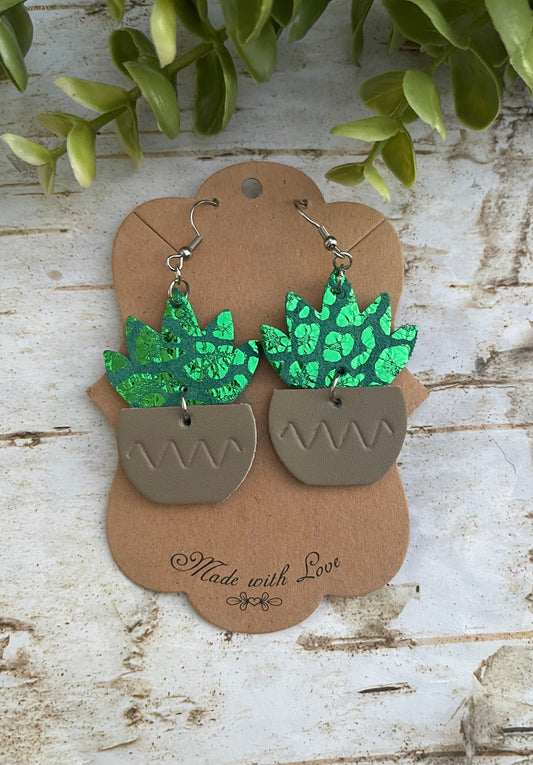 Embossed Succulent Earrings