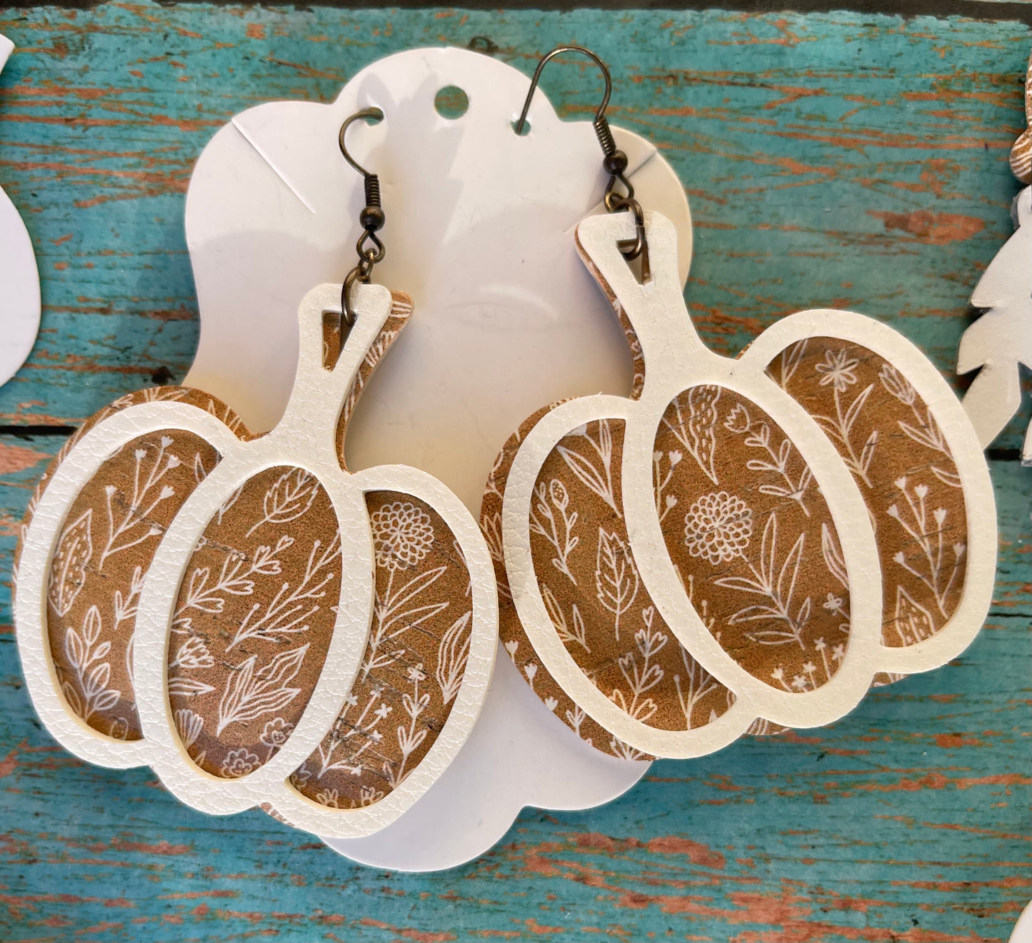 Large Golden Flower Fall Pumpkin Earrings