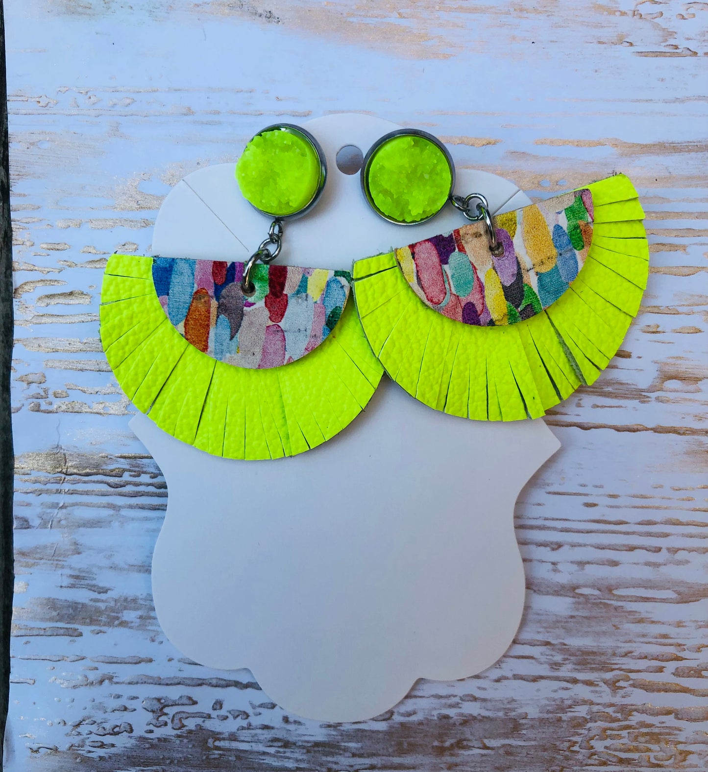 Neon Fan Earrings