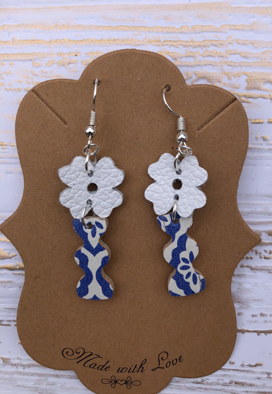 Turkish Tile Flower and Vase  Earrings