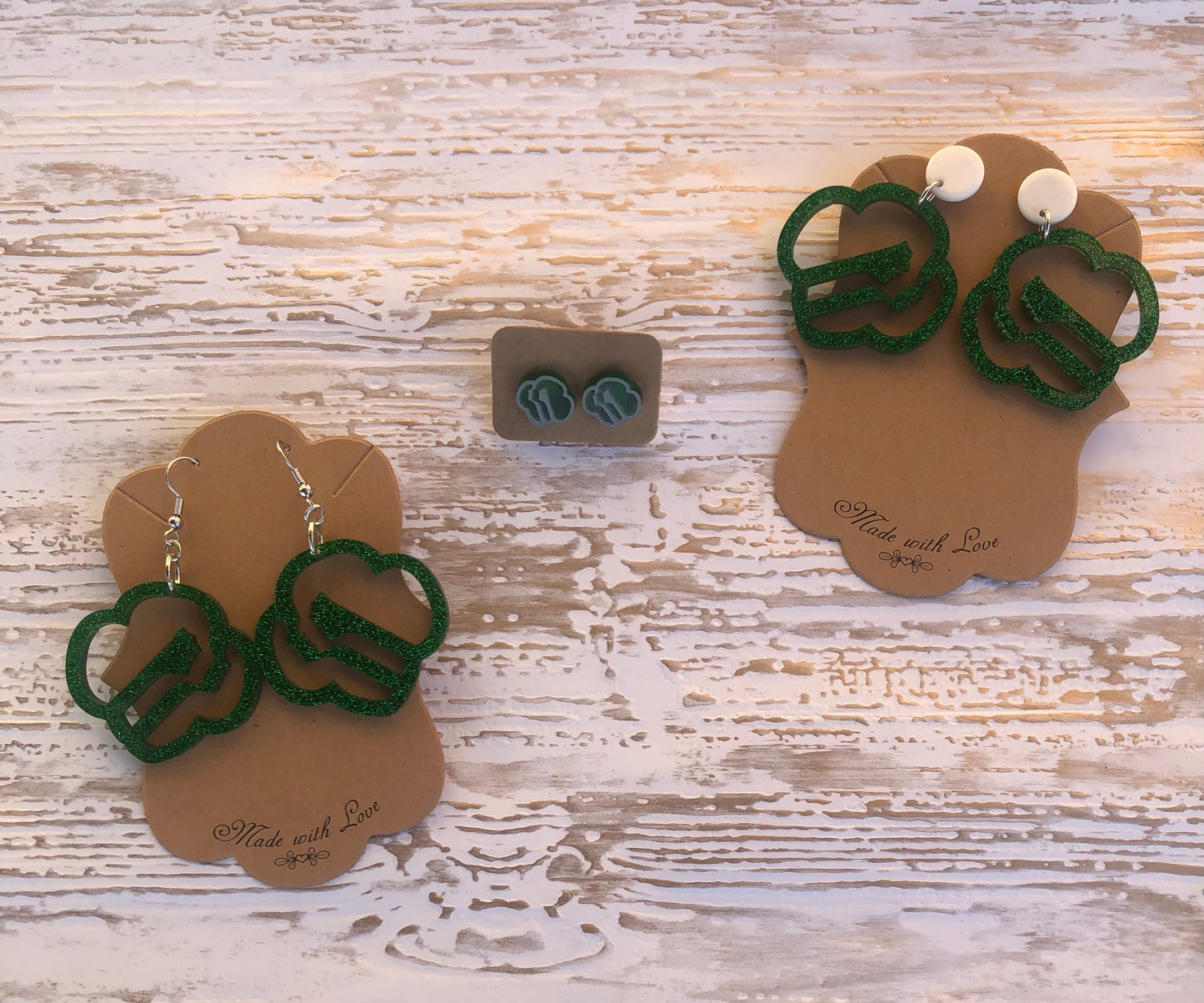 Green Glitter Scout Earrings