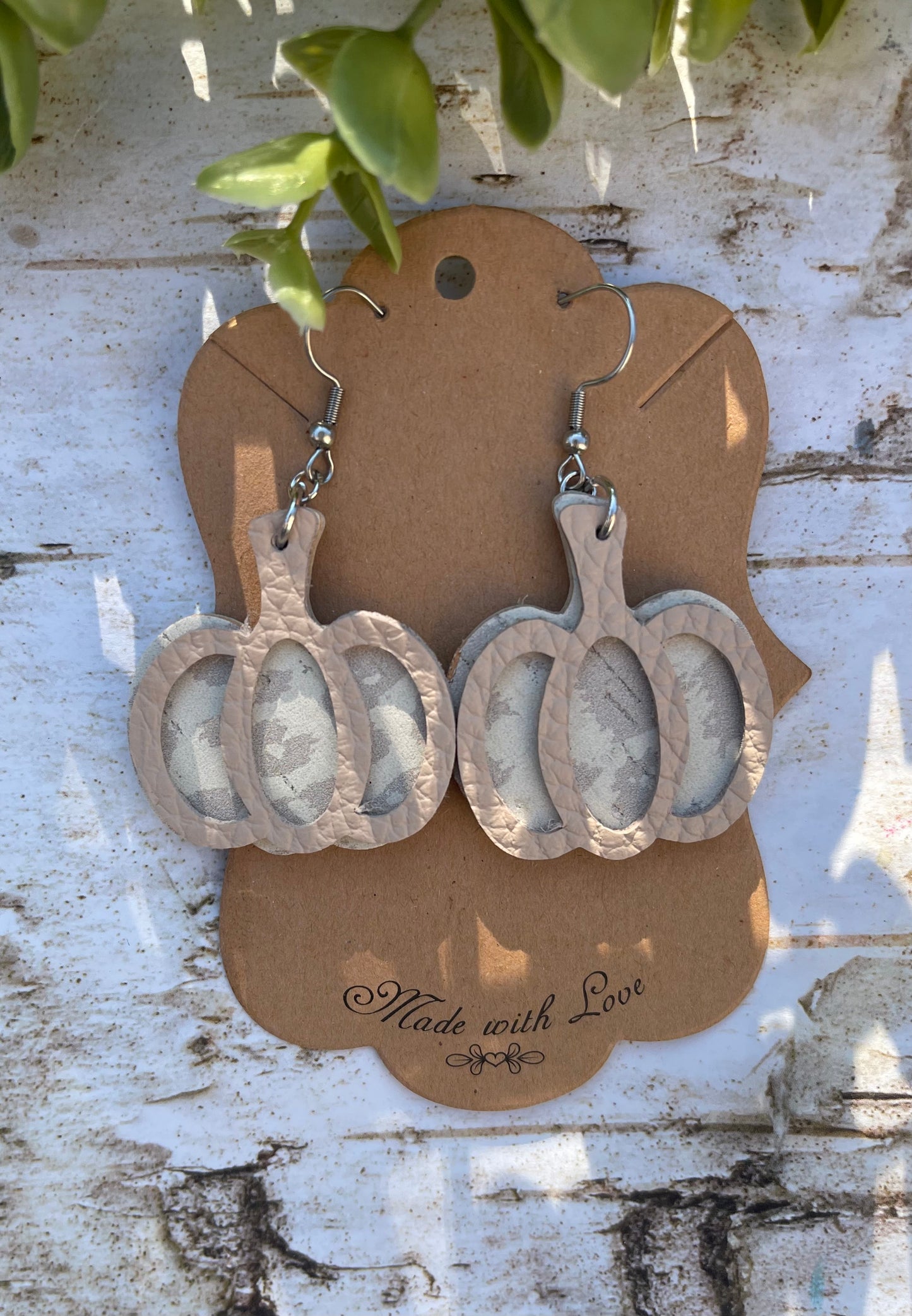 Mini Layered Nude Leopard  Pumpkin Earrings