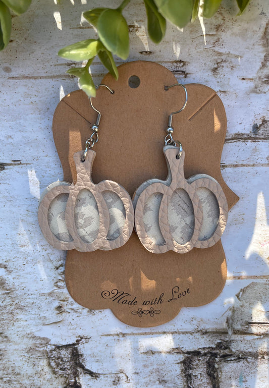 Mini Layered Nude Leopard  Pumpkin Earrings