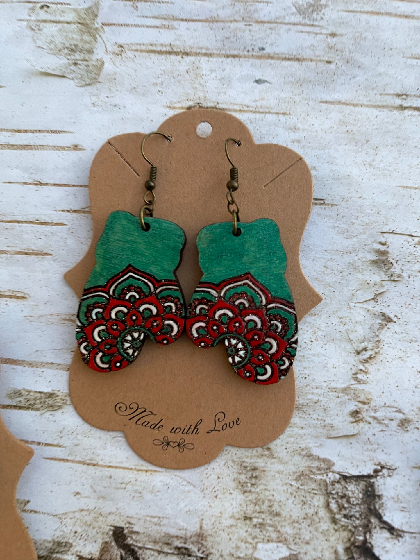 Christmas Mandala Mitten Earrings