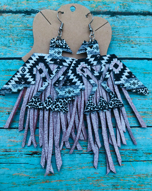 Aztec Thunderbird Fringe Earrings