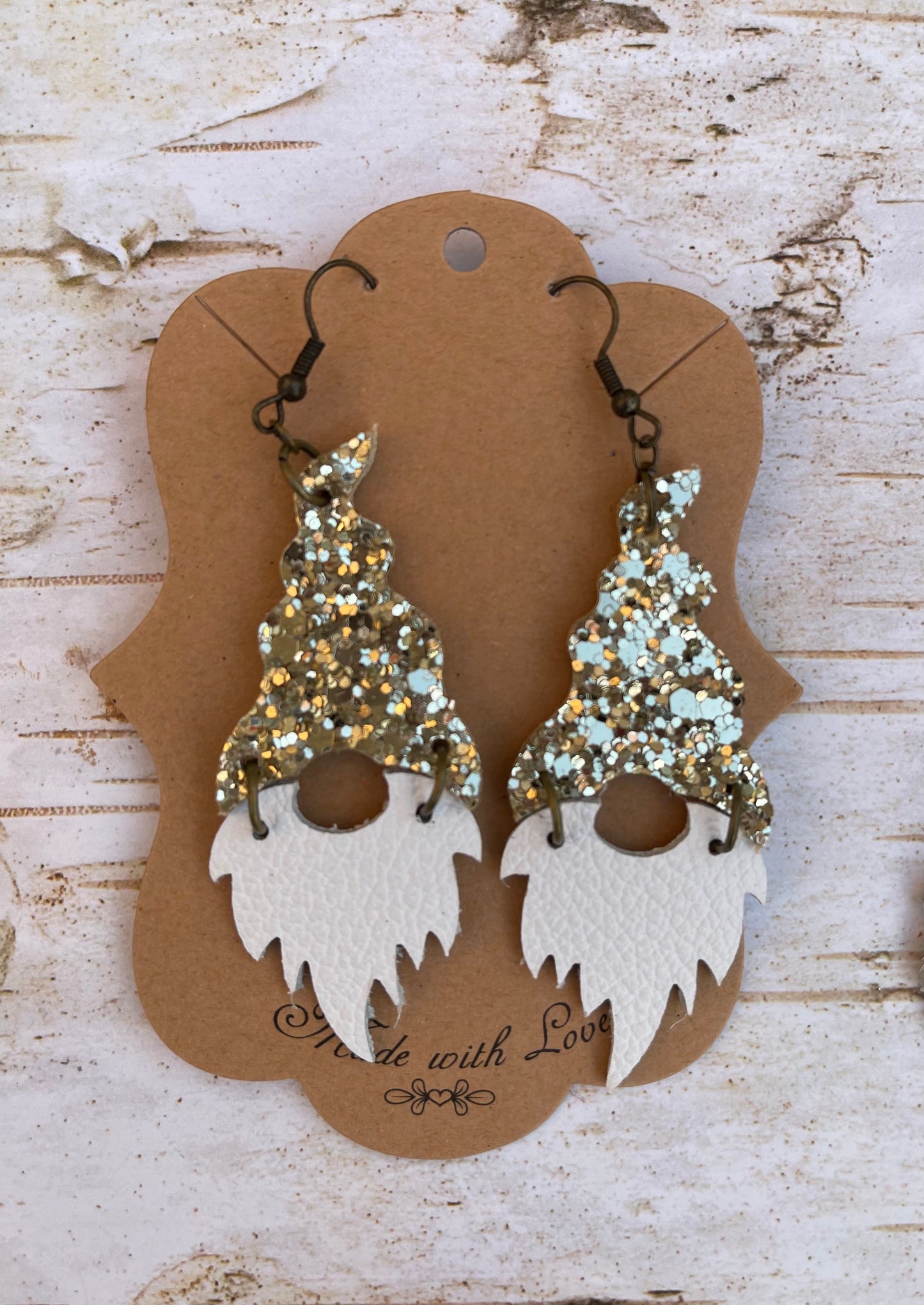 Golden Sparkle Christmas Gnome Earrings