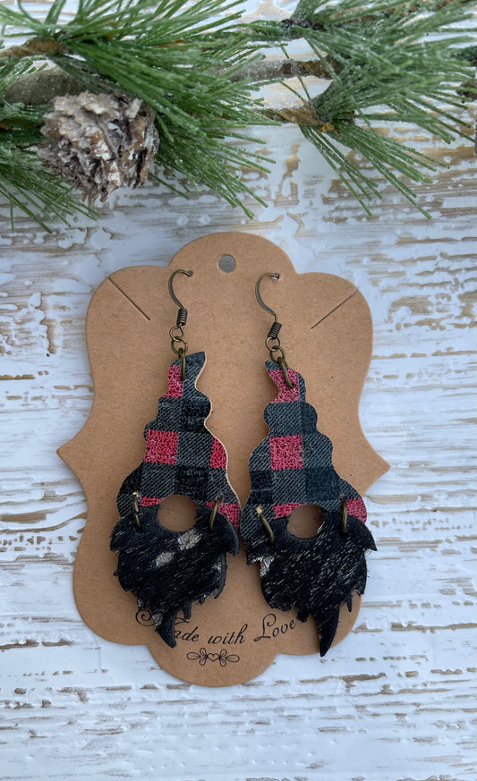 Buffalo Plaid Gnome Earrings