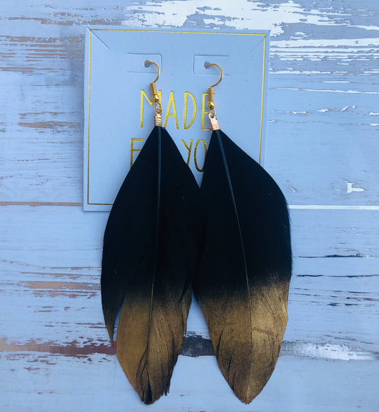 Gold Dipped Feather Earring