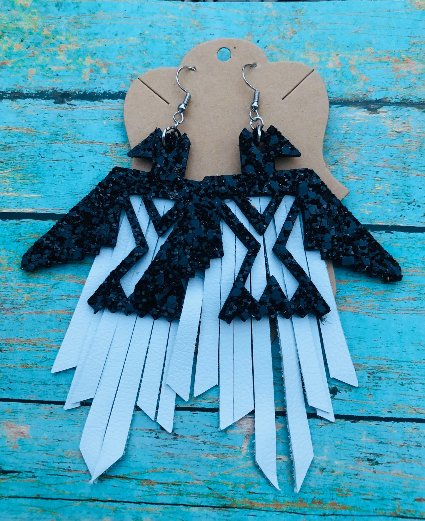 Black Thunderbird Fringe Earrings