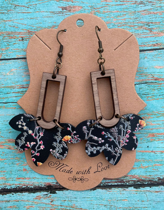 Black Floral Stella Earrings