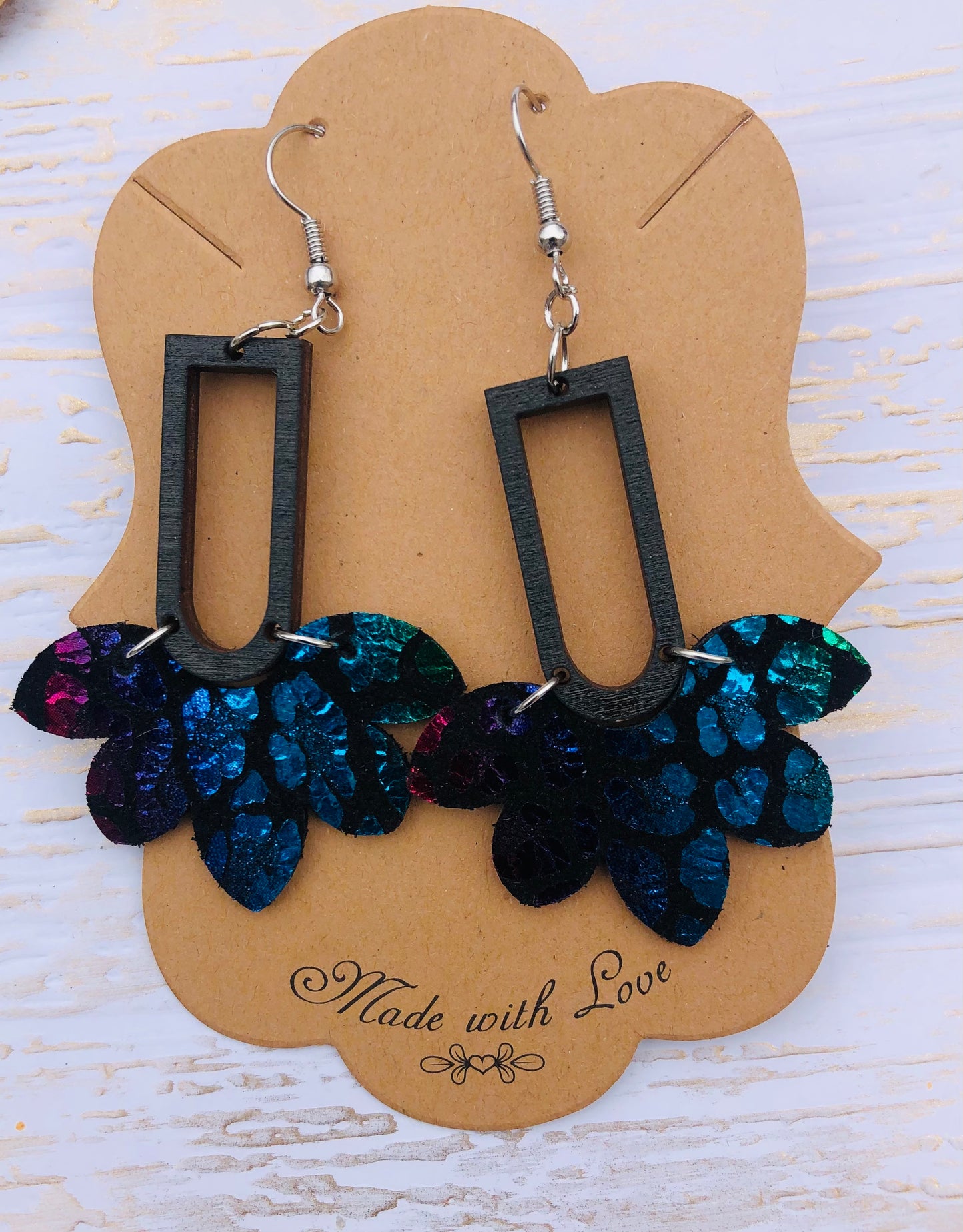 Rainbow Pride Leopard Stella Leather Earrings