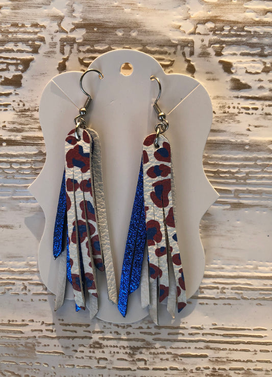 2.75” Patriotic Leopard Triple Layer Earrings