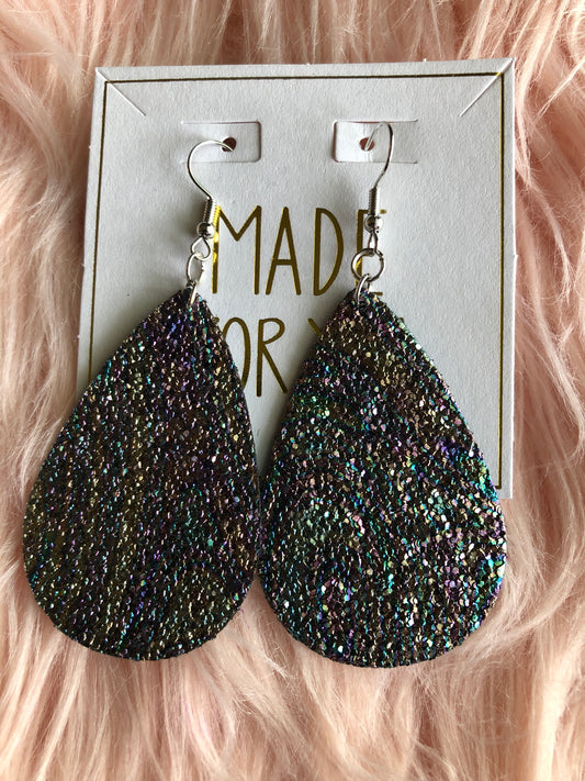 Oil Slick Teardrop Earrings