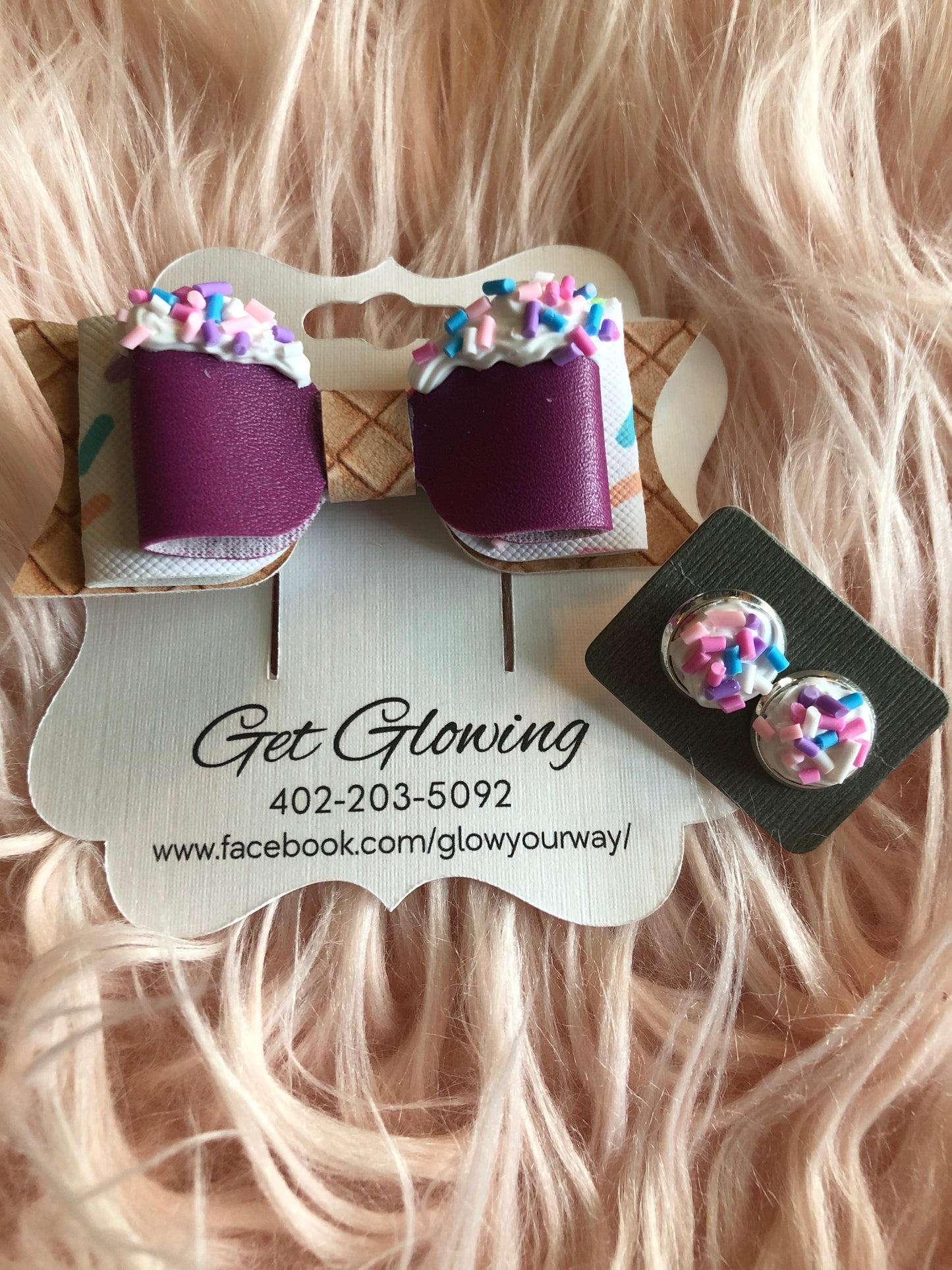 Ice Cream Bow with Matching Earrings