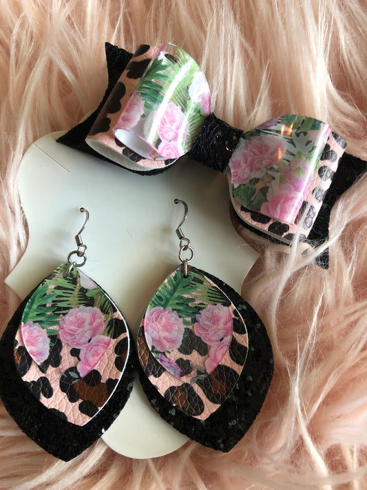 Mommy and Me Bow and Layered Earrings Set